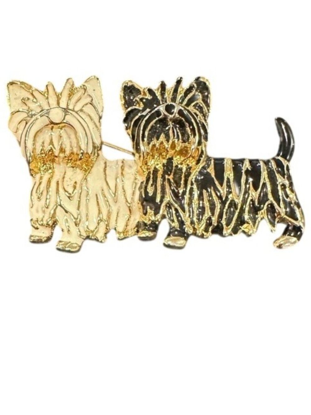 Two Tone Gold Yorkshire Terrier Dog Brooch Pin Elegant Jewelry Accessory 2 x 1.2